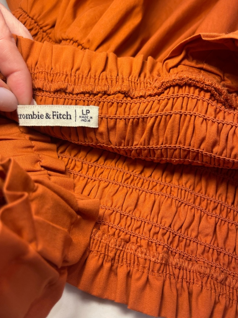 Worn Once! Abercrombie & Fitch Women’s Ruffled Strap Tiered Dress -Burnt Orange - Picture 13 of 13